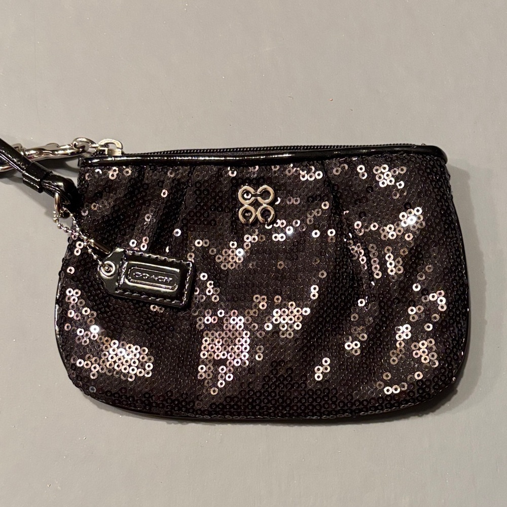 Coach Sparkling Black Sequin Wristlet